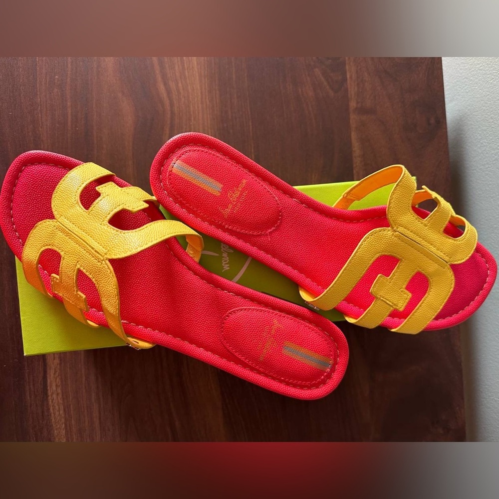 Sam Edelman Women's Hot Red & Hot Yellow Slide Sandals